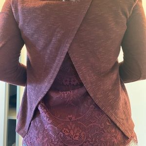Women’s maroon split back blouse